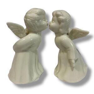 Vintage Boy & Girl Ceramic Kissing Angels Figurines 1970’s